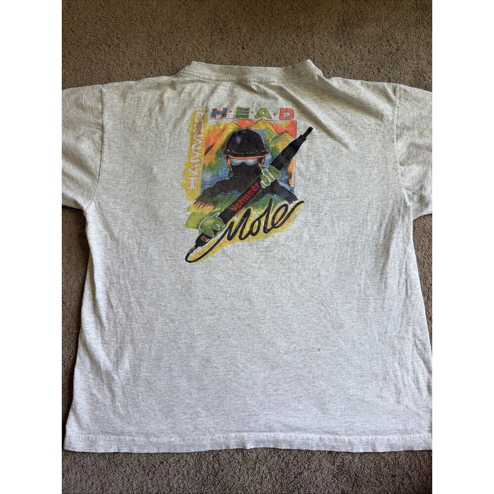 Vintage Vermeer Hammer Head Mole Tool Shirt XL Graphic Tee